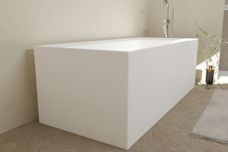 CATANE white matt island bath - side view