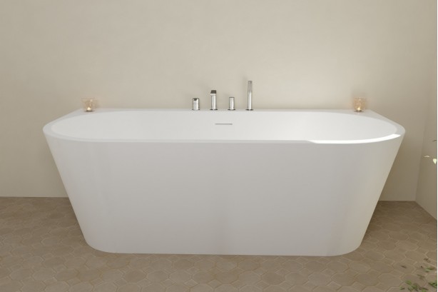 BOHEME white wall-mounted bathtub - top view