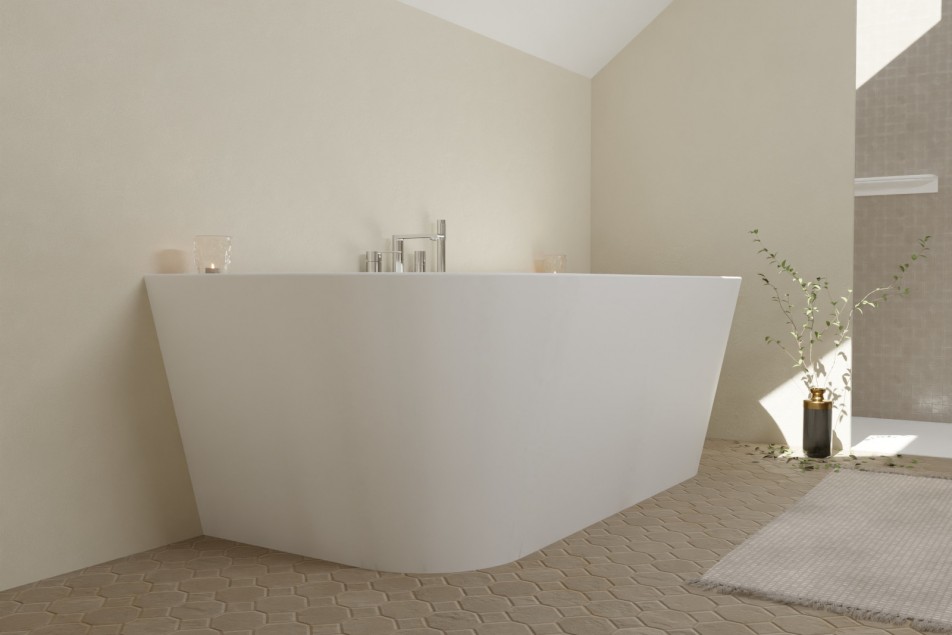 BOHEME wall-mounted bathtub - side view