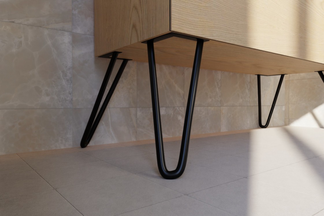 Steel furniture leg - detailed view