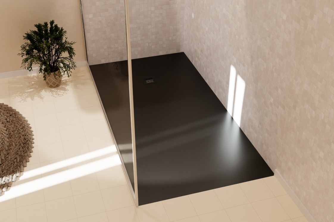 ALICANTE Basalt grey shower tray - front view