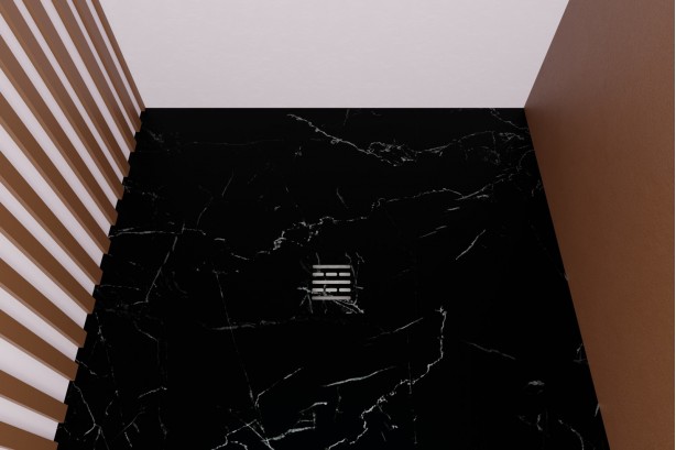 ALICANTE shower tray in black marble - top view