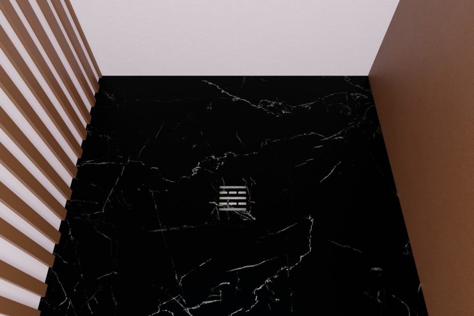 ALICANTE shower tray in black marble - top view