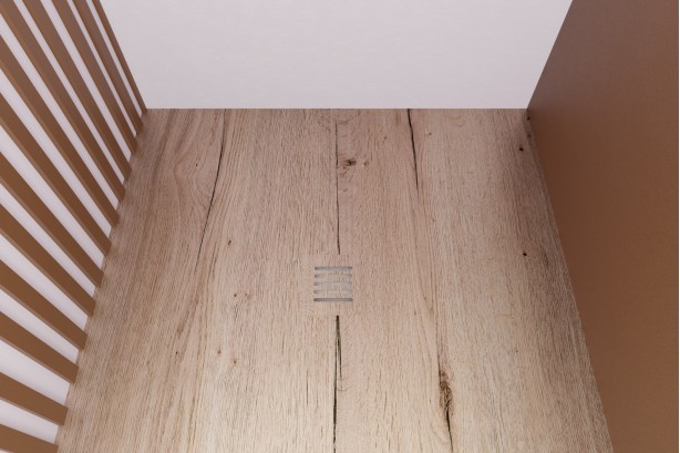 ALICANTE shower tray in light oak - side view