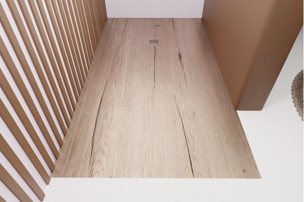 ALICANTE shower tray in light oak - front view