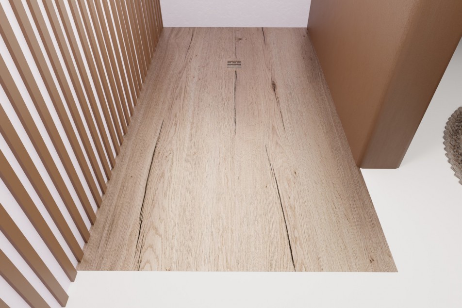 ALICANTE shower tray in light oak - front view