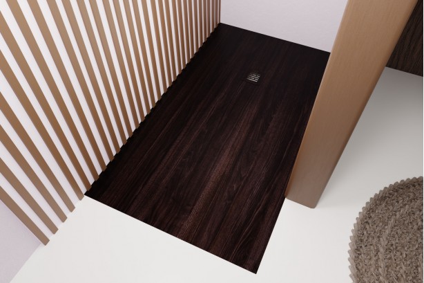 ALICANTE walnut shower tray - side view