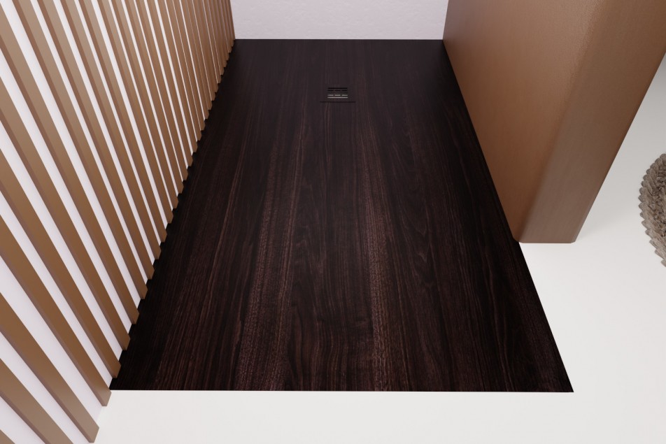 ALICANTE walnut shower tray - front view