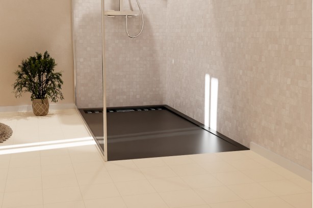 Basalt grey BILBAO shower tray - floor view