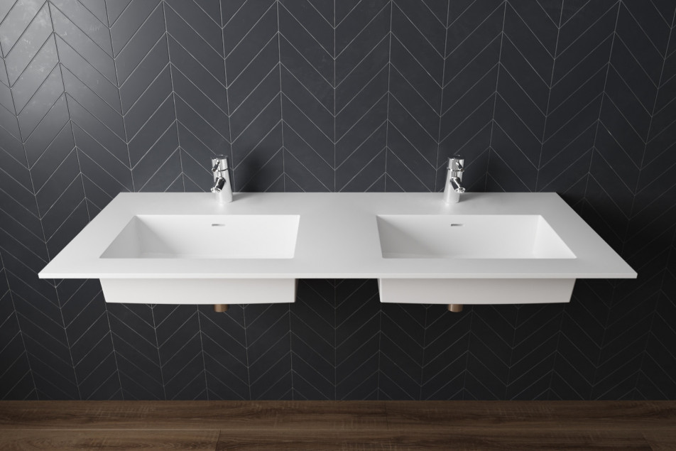 CHANCEL double washbasin in Krion® front view