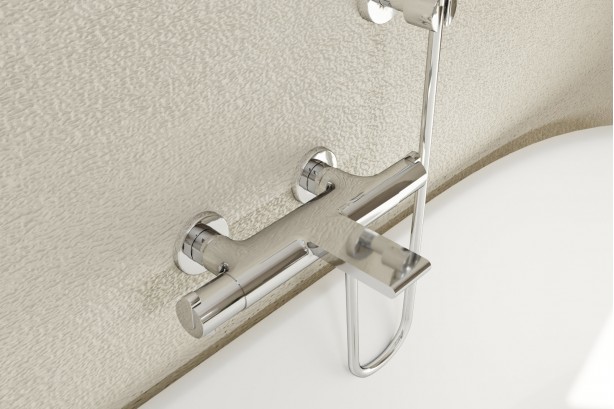 Hanaé bath/shower mixer in chrome - front view