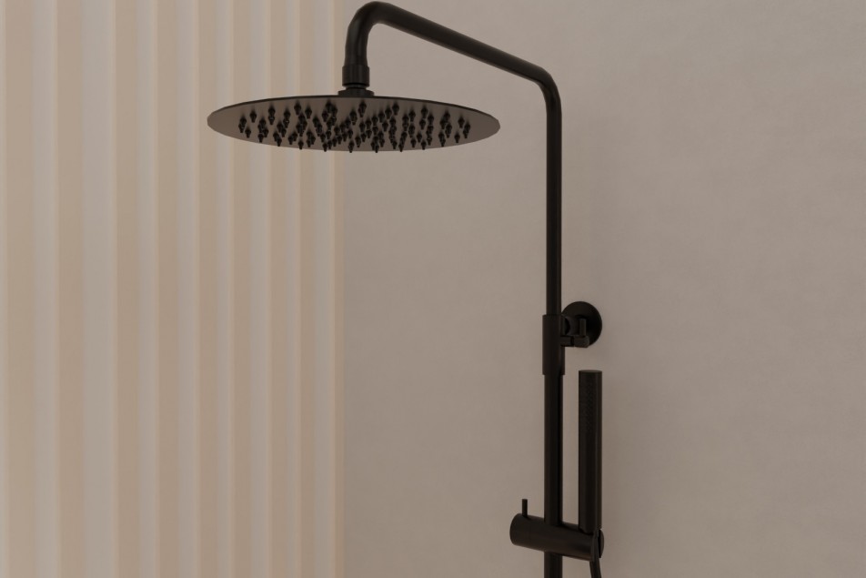 Hanaé matte black shower column - side view