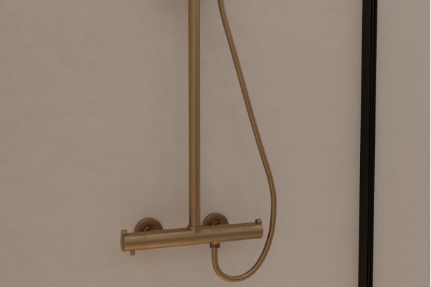 Hanaé shower column in brushed gold - top view