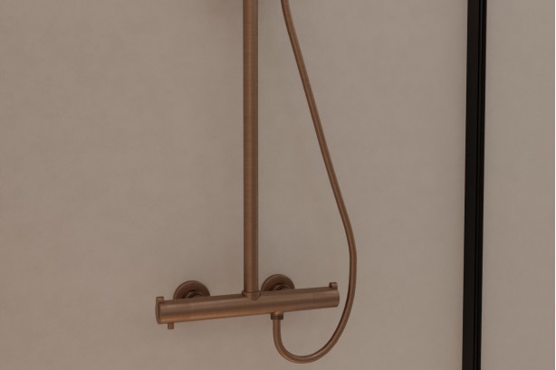 Hanaé shower column in brushed copper - top view