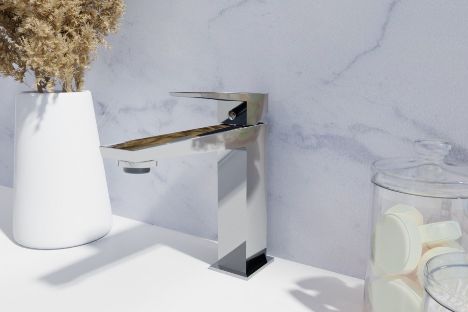 Grafik single lever chrome basin mixer - side view