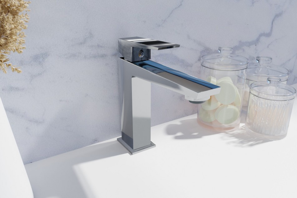 Grafik single lever chrome basin mixer - side view