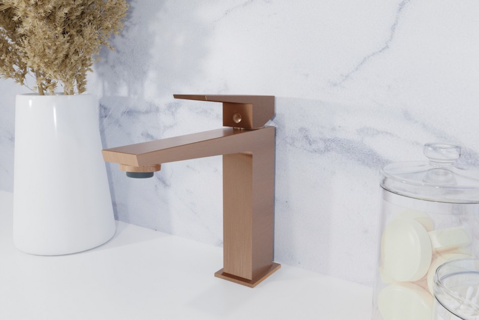 Grafik single lever basin mixer in brushed copper - front view