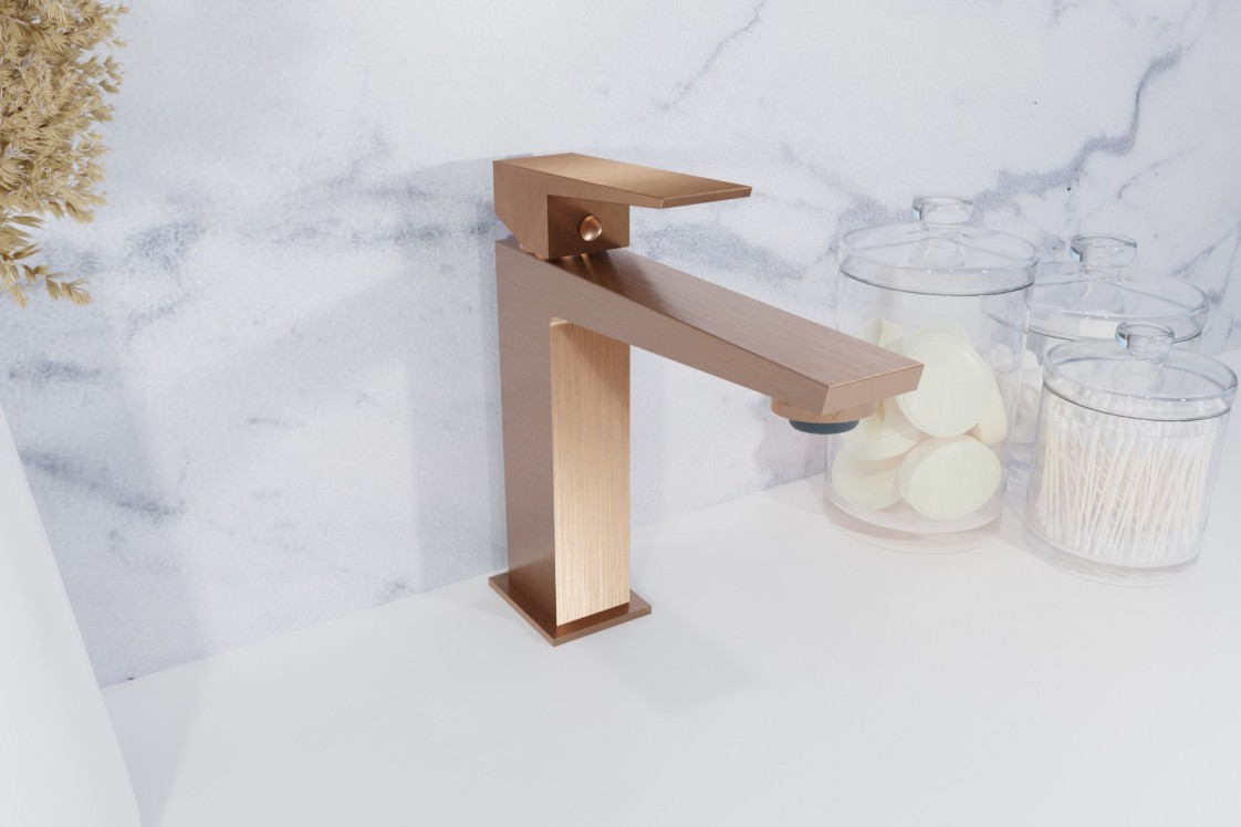 Grafik single lever basin mixer in brushed copper - front view