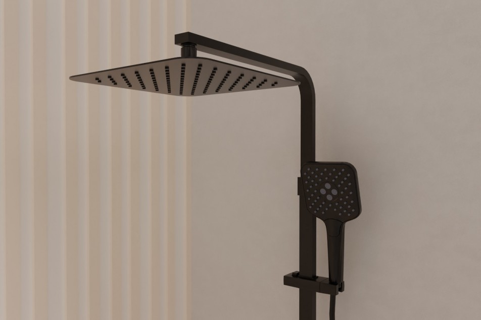 Grafik free-standing shower column in matt black - bottom view