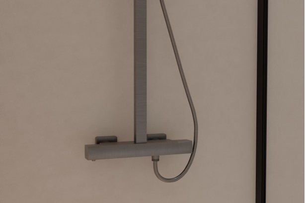 Grafik free-standing shower column in gun PVD - front view