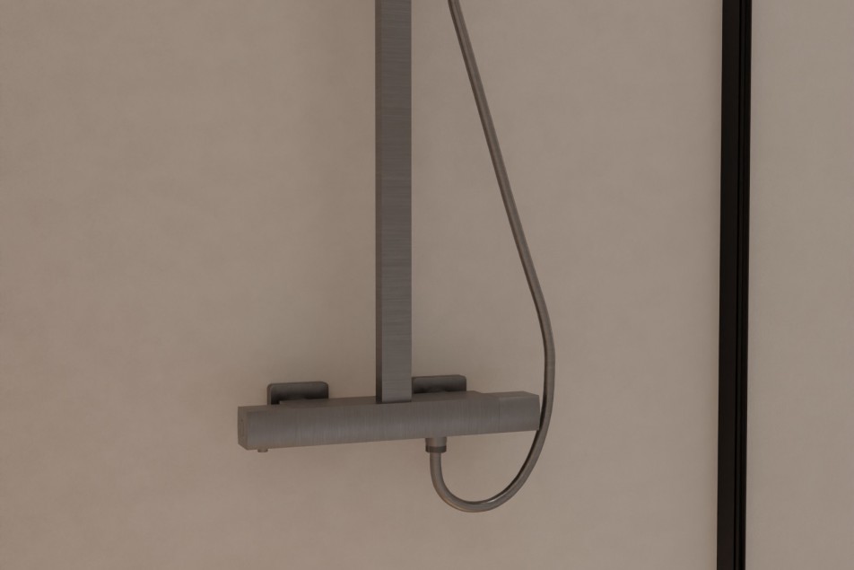 Grafik free-standing shower column in gun PVD - top view