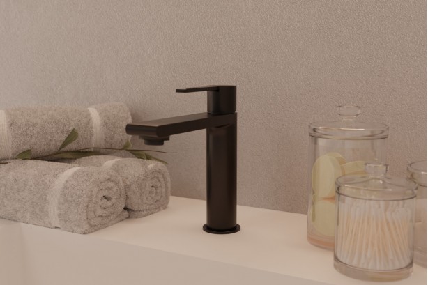 Mitigeur lavabo Figaro à poser noir mat - vue du dessus