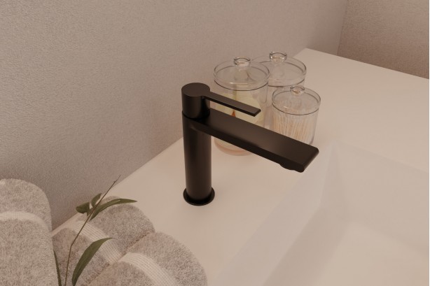 Mitigeur lavabo Figaro à poser noir mat - vue du dessus