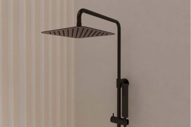 Figaro matt black shower column - front view