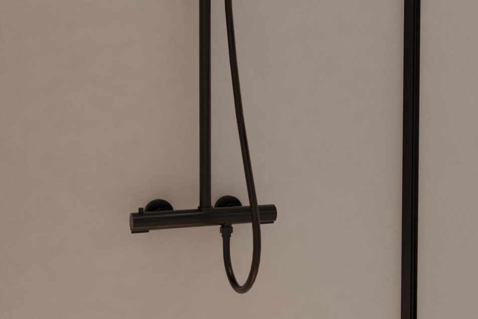 Figaro matt black shower column - top view