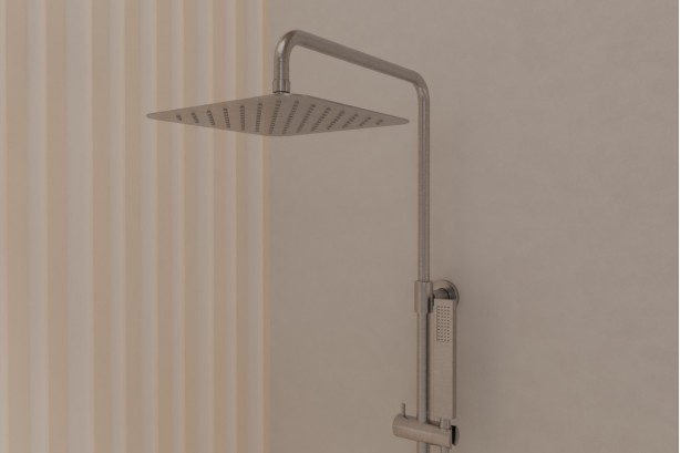 Figaro shower column in brushed nickel - front view