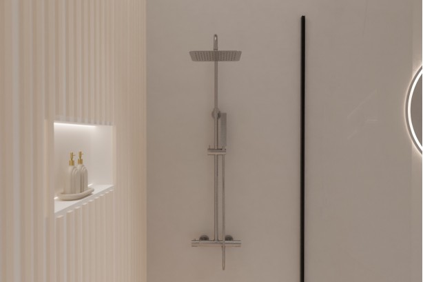 Figaro shower column in brushed nickel - front view