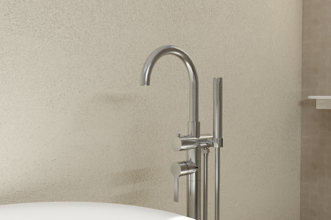 Figaro pedestal mixer in brushed nickel - side view