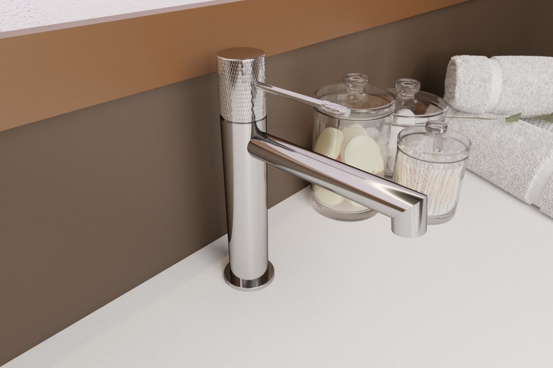 Drakar single lever basin mixer in chrome - side view