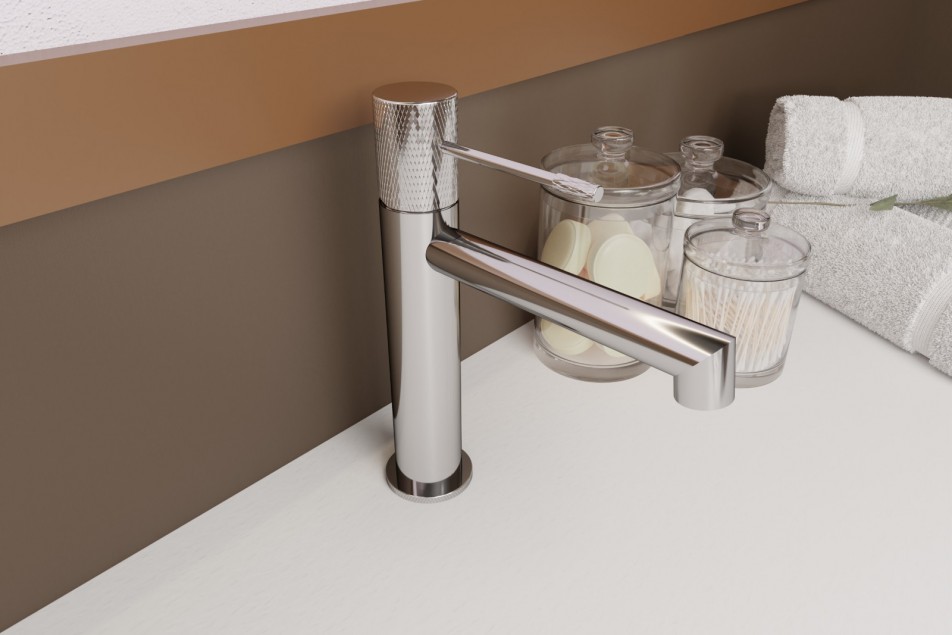 Drakar single lever basin mixer in chrome - side view