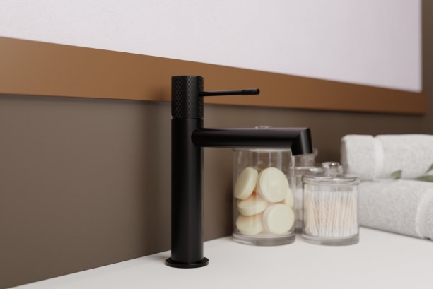 Mitigeur lavabo Drakar noir mat - vue du dessus