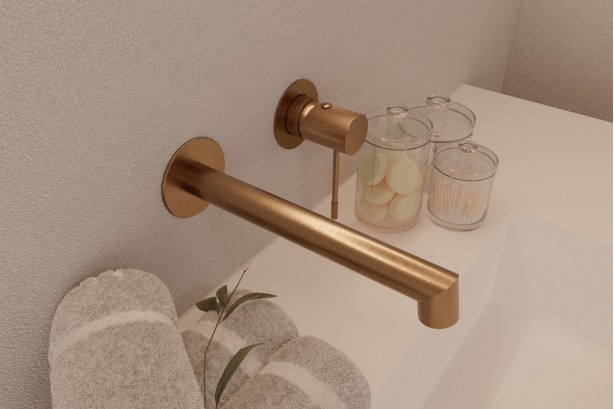 Drakar concealed mixer in brushed gold - top view