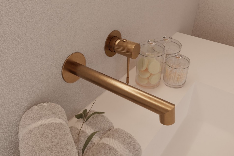 Drakar concealed mixer in brushed gold - top view