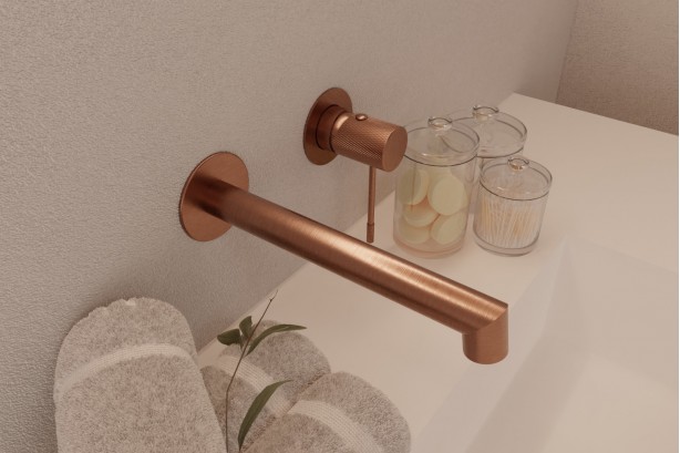 Drakar concealed mixer in brushed copper - top view