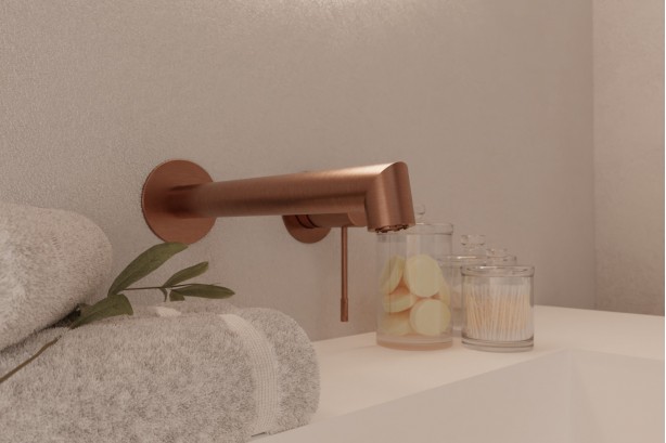 Drakar concealed mixer in brushed copper - side view