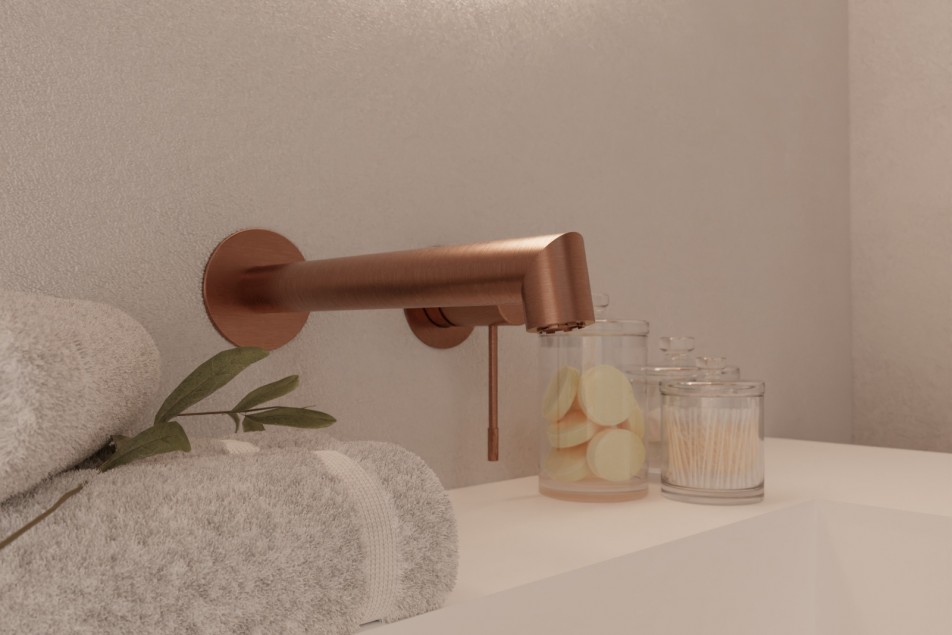 Drakar concealed mixer in brushed copper - front view