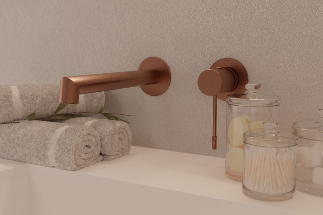 Drakar concealed mixer in brushed copper - side view