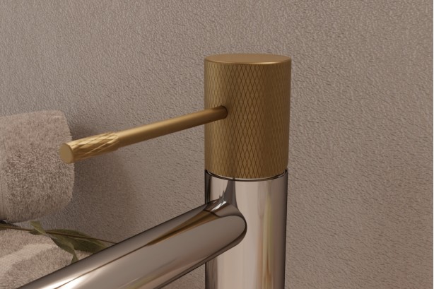 Drakar brushed gold mixer handle - side view