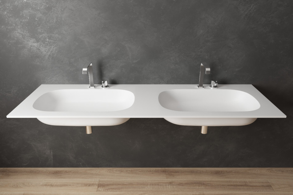 PARNAY double washbasin in Krion® front view