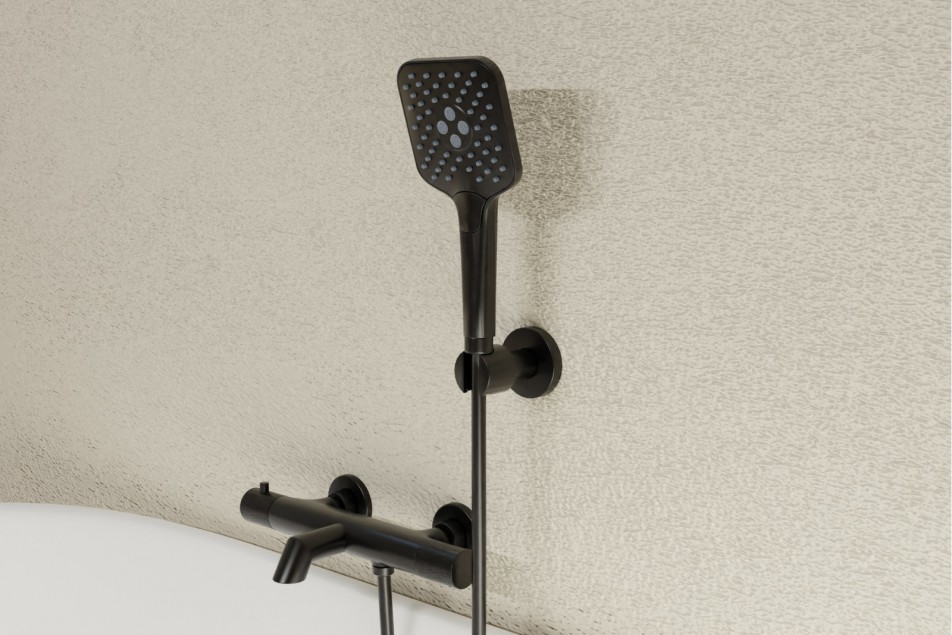 Mitigeur thermostatique Drakar noir mat - vue du pommeau