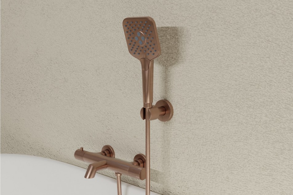 Drakar thermostatic mixer in brushed copper - view of the knob