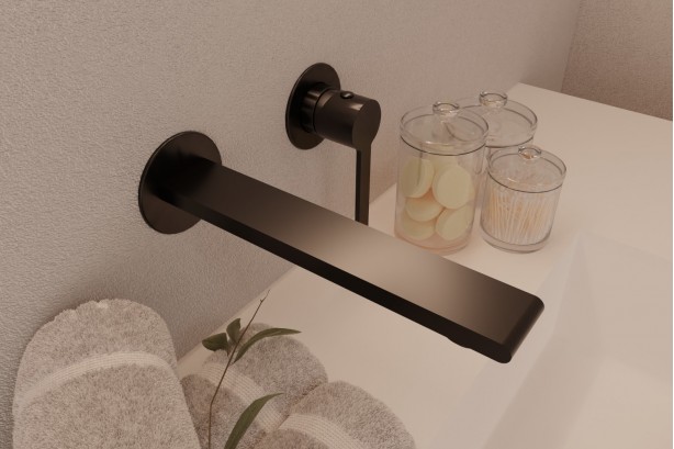 Figaro concealed basin mixer in matt black - front view