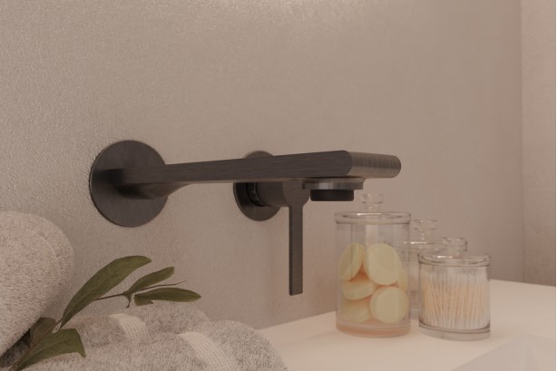 Figaro concealed basin mixer in carbon PVD - side view