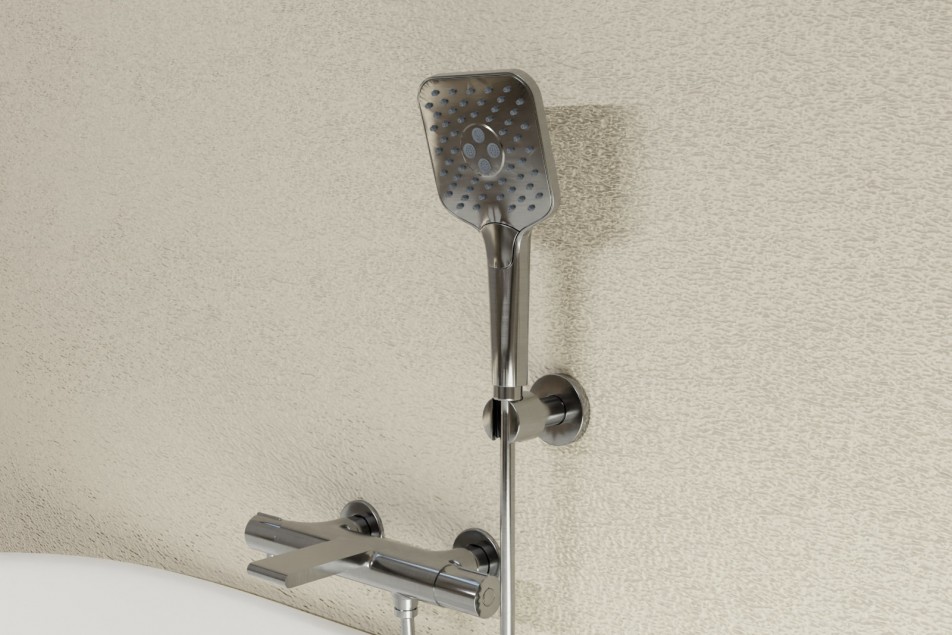 Figaro thermostatic mixer in brushed nickel - front view