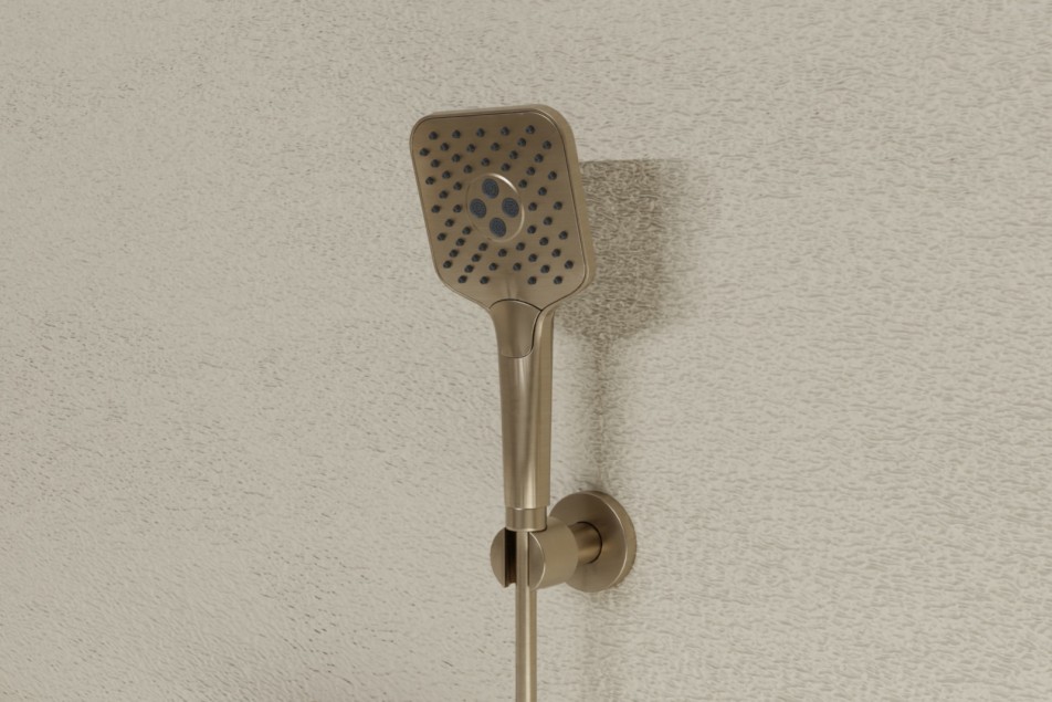 Hanaé hand shower in brushed gold - side view