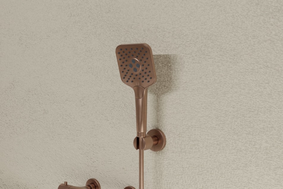 Hanaé hand shower in brushed copper - side view